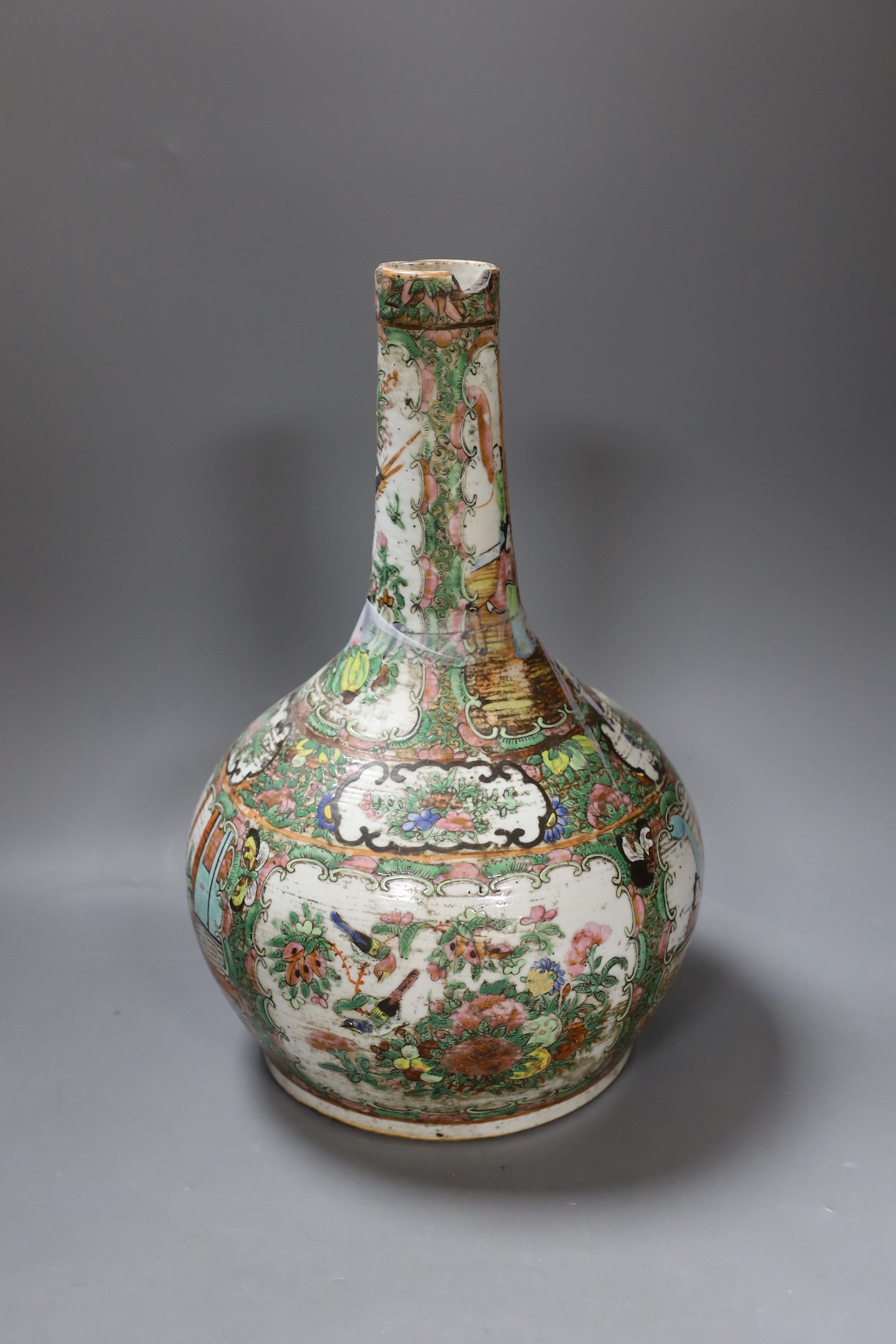 A Satsuma bottle neck vase, 33cm tall